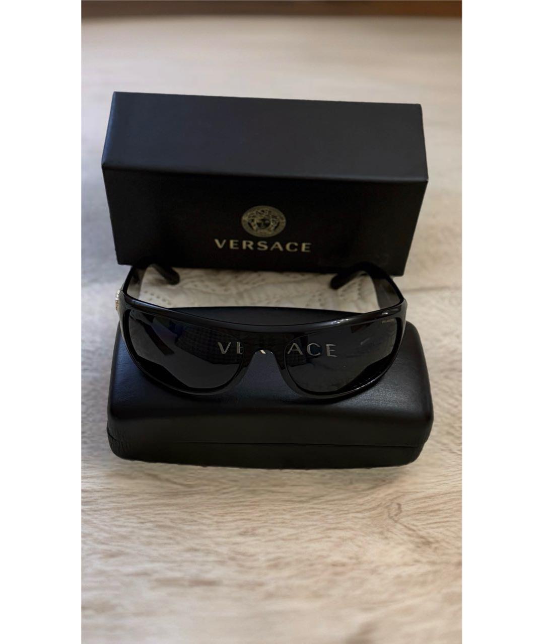 VERSACE Черные пластиковые солнцезащитные очки, фото 8