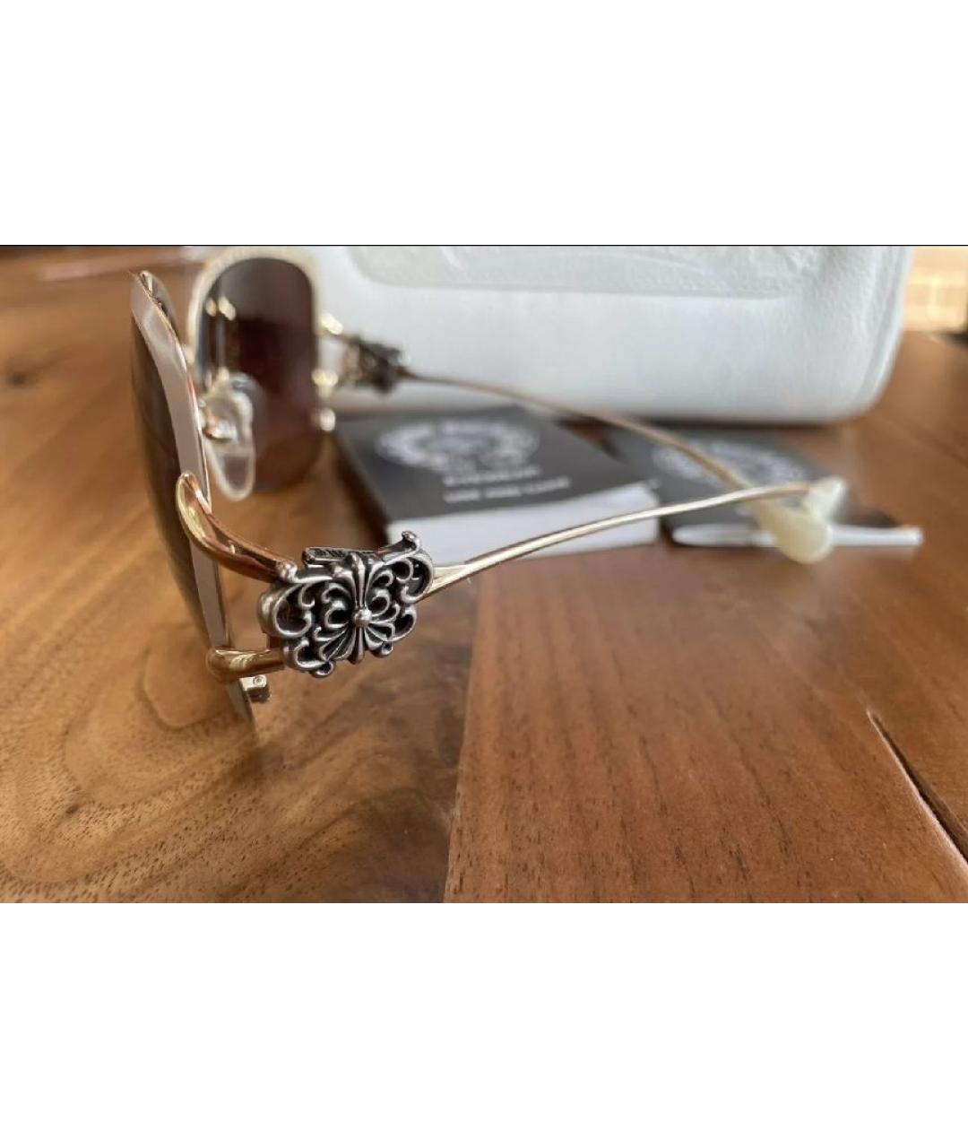 CHROME HEARTS Белые металлические солнцезащитные очки, фото 3