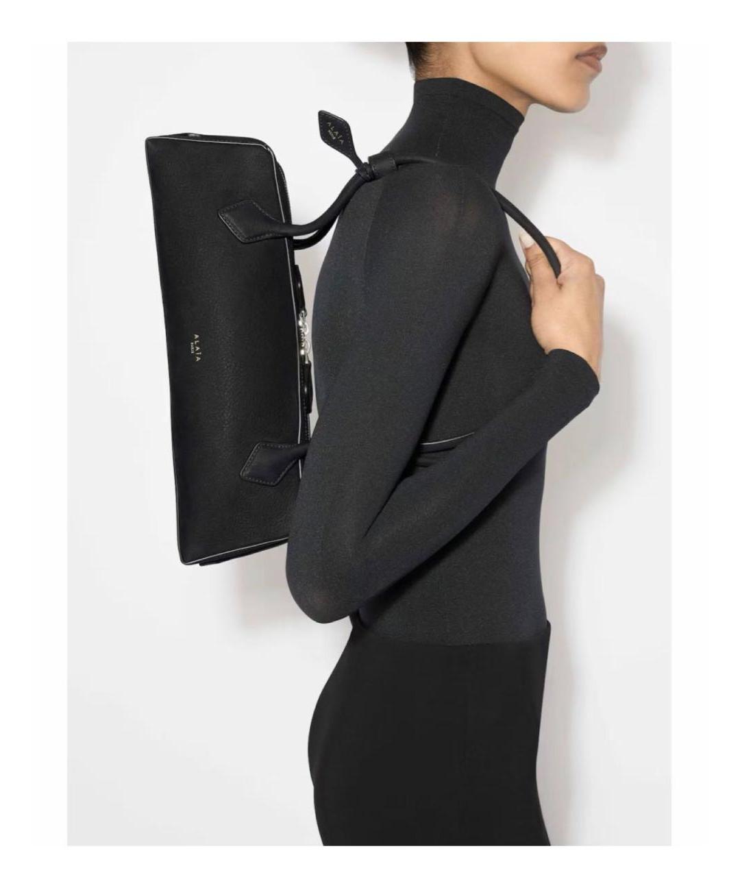 ALAIA Черная кожаная сумка с короткими ручками, фото 2