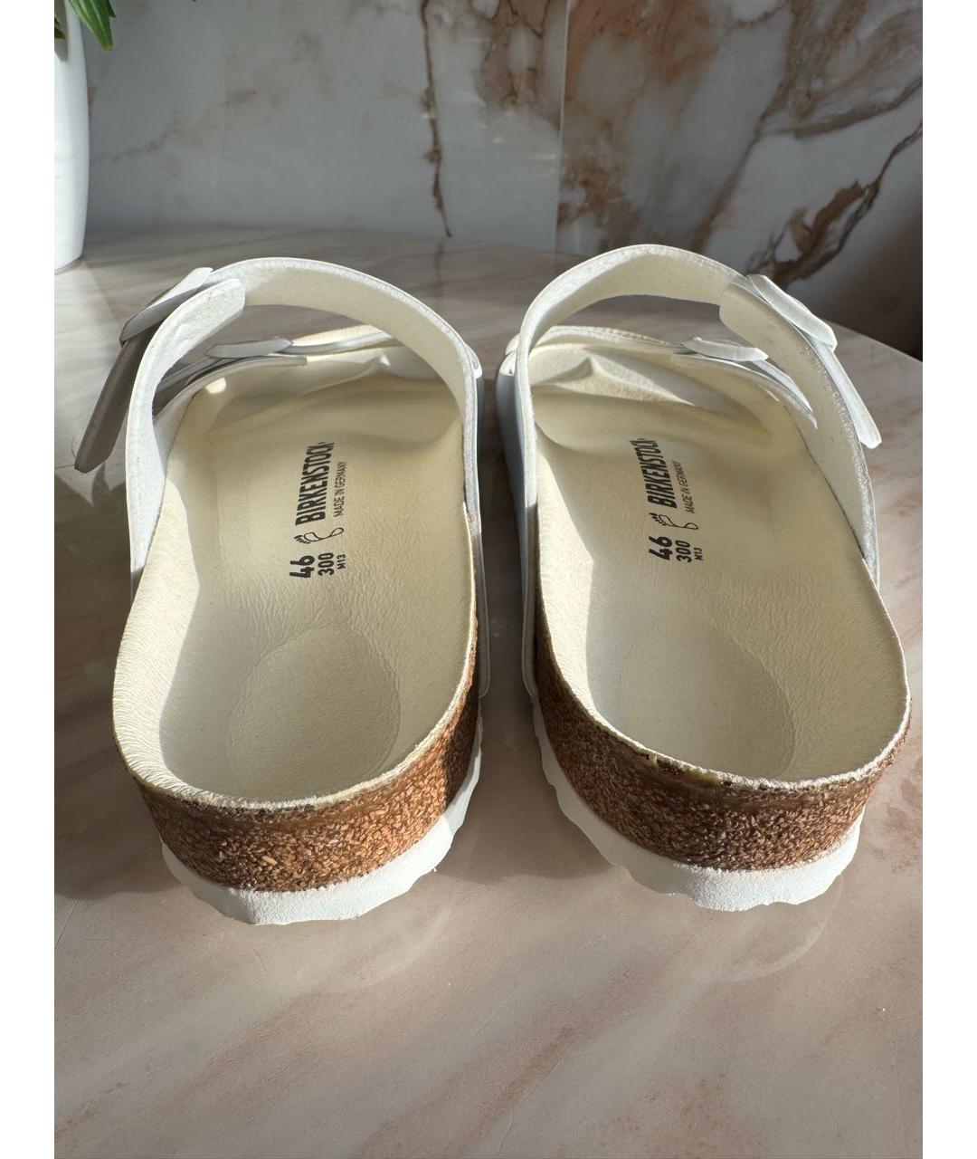 BIRKENSTOCK Белые кожаные шлепанцы, фото 4