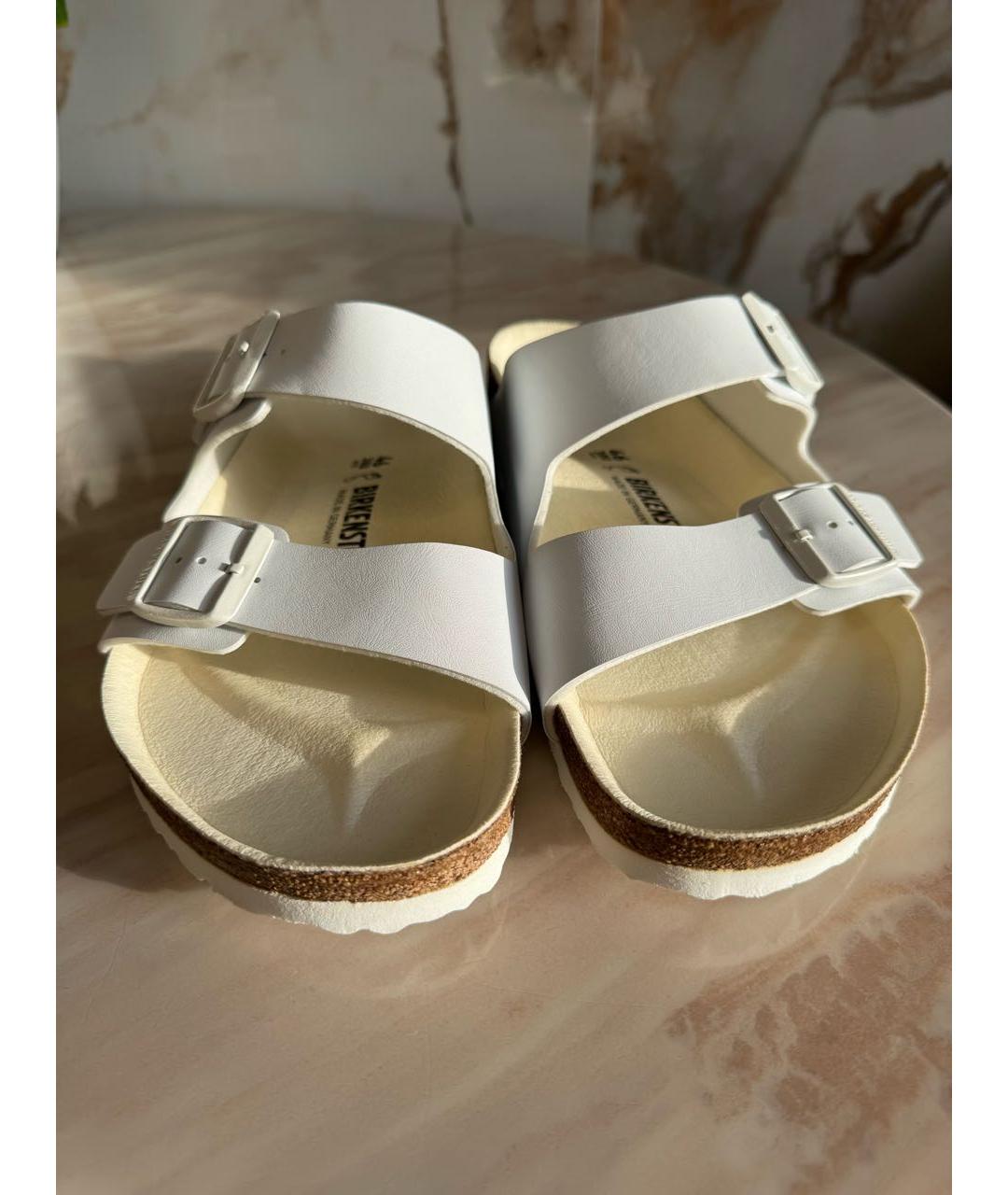 BIRKENSTOCK Белые кожаные шлепанцы, фото 2