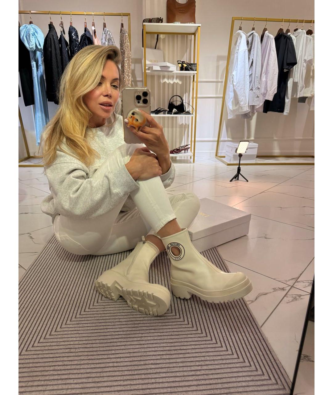 CHRISTIAN DIOR Бежевые кожаные ботинки, фото 6