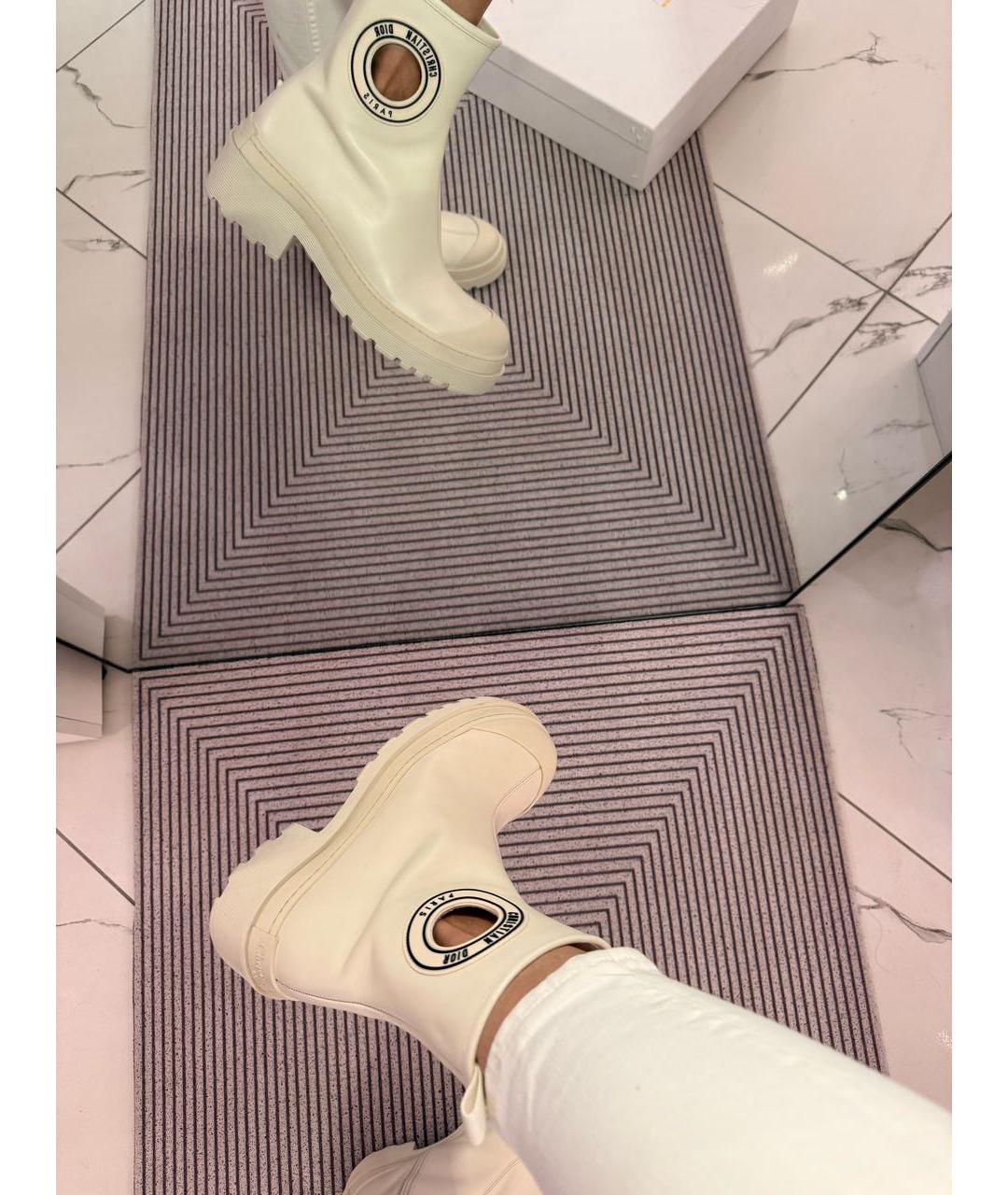 CHRISTIAN DIOR Бежевые кожаные ботинки, фото 5