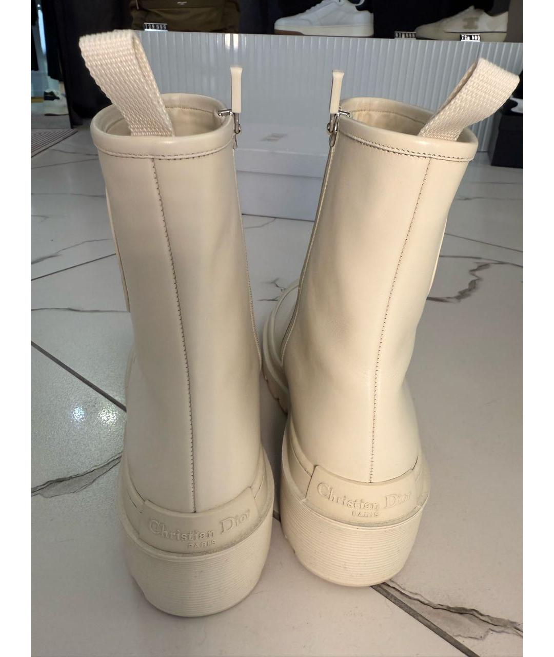CHRISTIAN DIOR Бежевые кожаные ботинки, фото 3