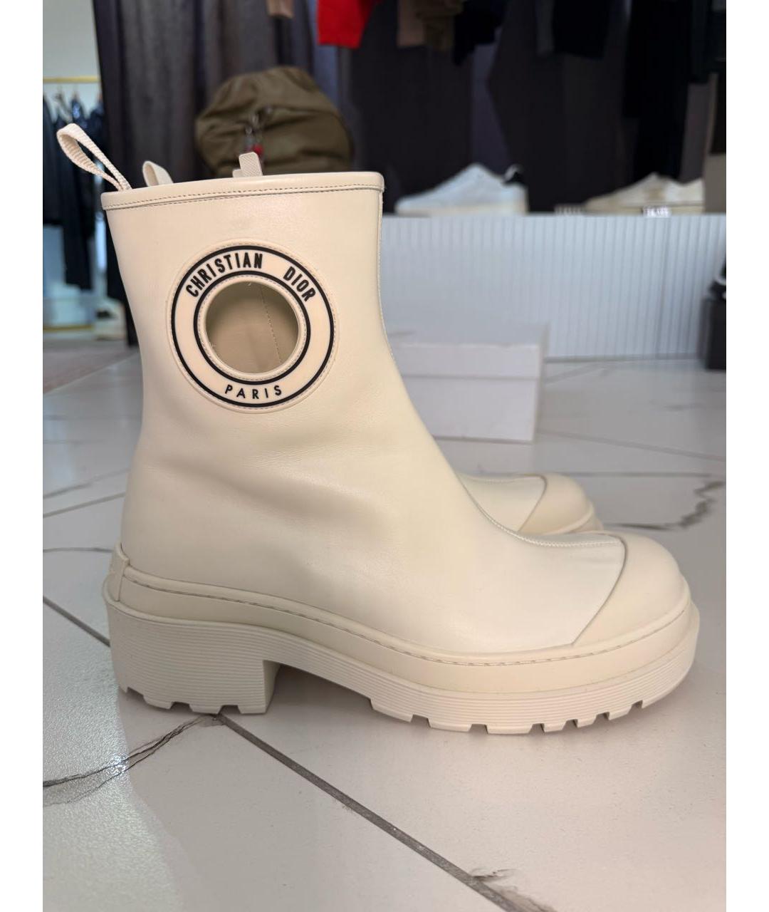 CHRISTIAN DIOR Бежевые кожаные ботинки, фото 7