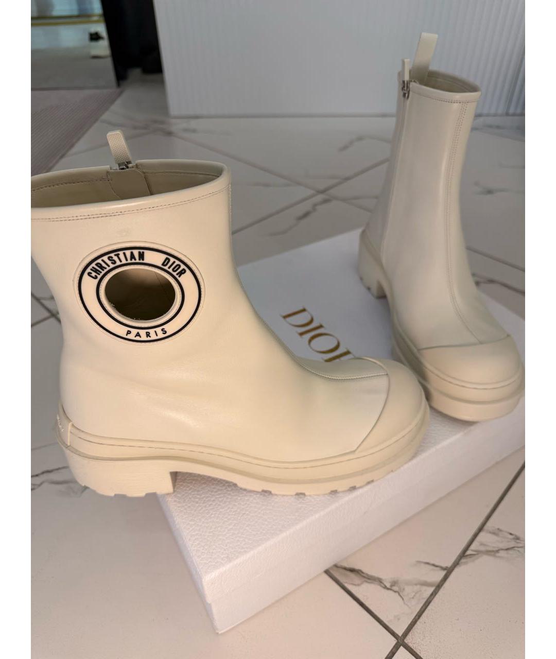 CHRISTIAN DIOR Бежевые кожаные ботинки, фото 2