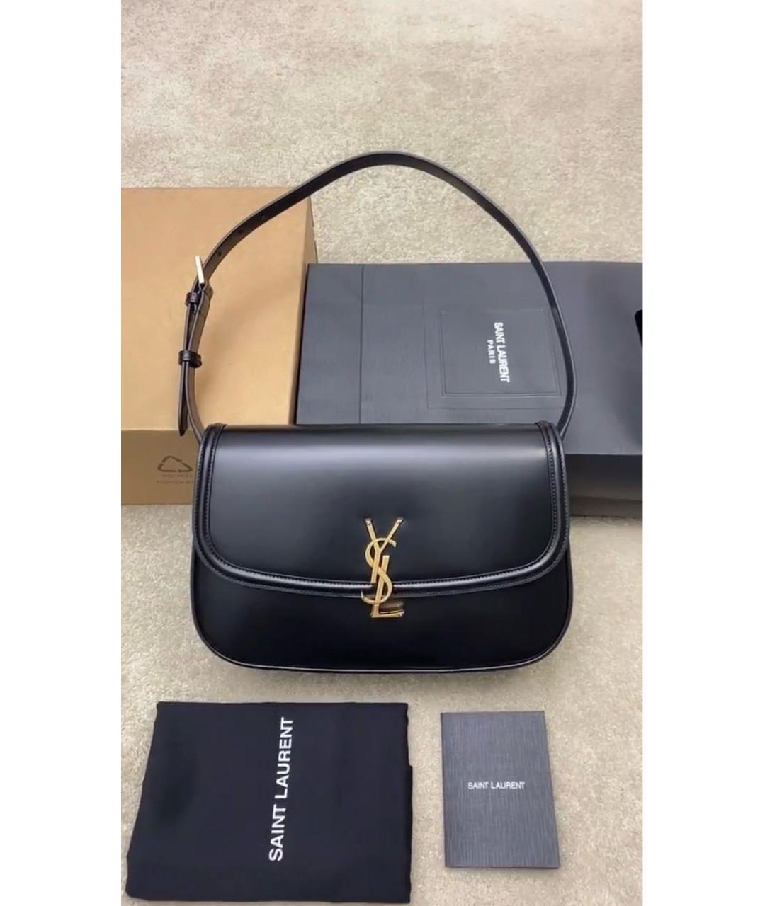 SAINT LAURENT Черная кожаная сумка через плечо, фото 4