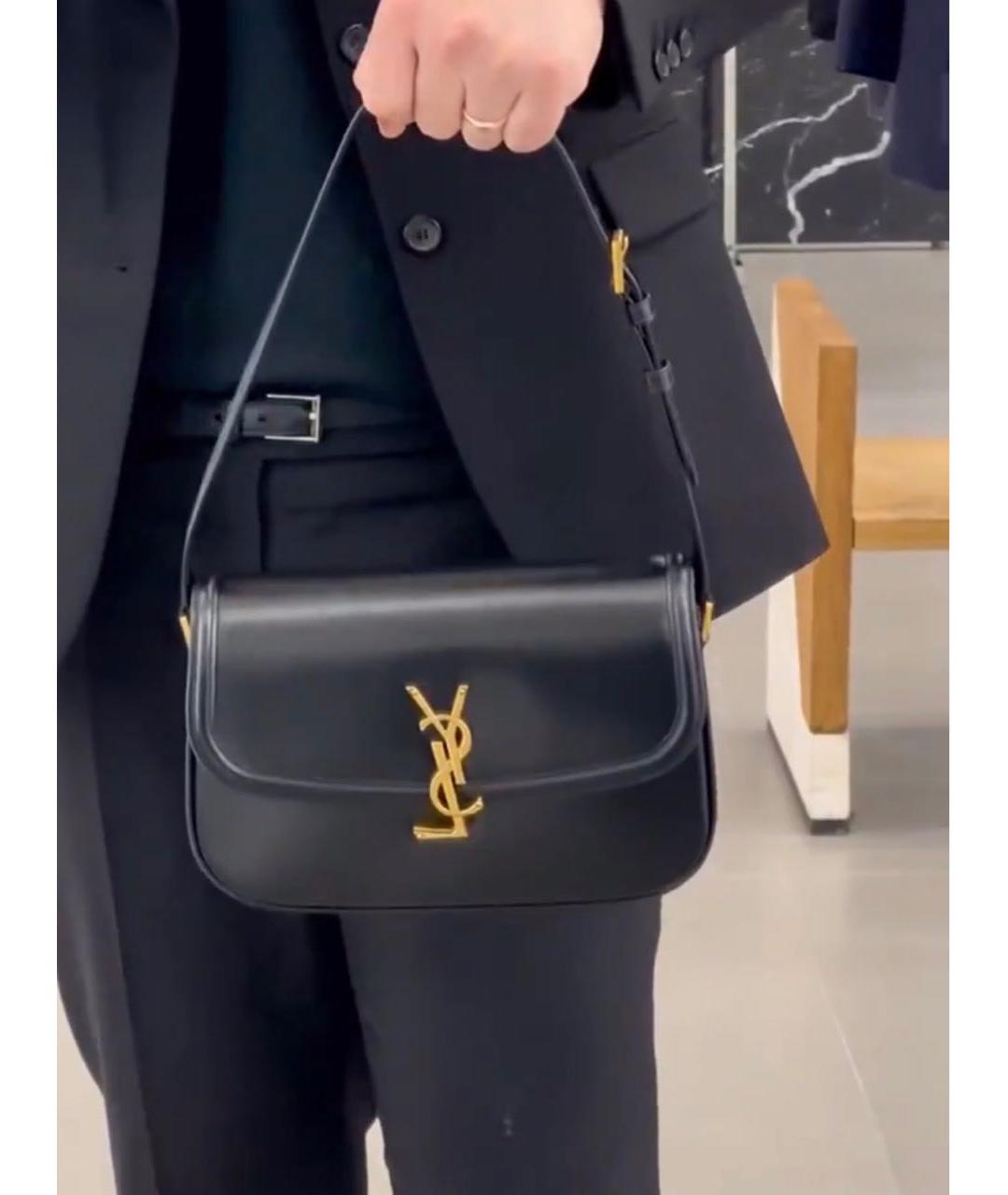 SAINT LAURENT Черная кожаная сумка через плечо, фото 5