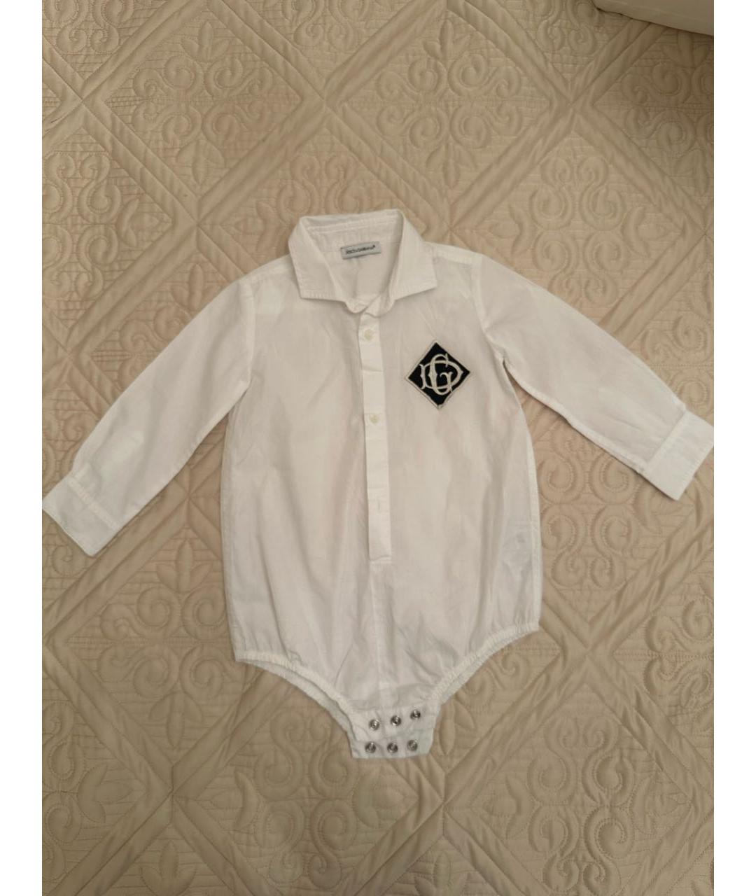 DOLCE&GABBANA Белый хлопковый боди / песочник, фото 7