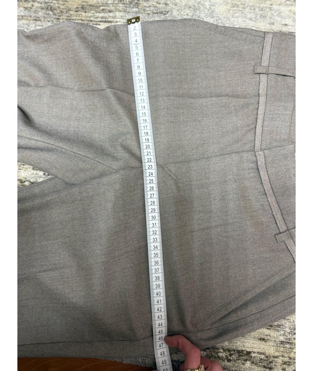 BRUNELLO CUCINELLI Серые шерстяные прямые брюки, фото 4