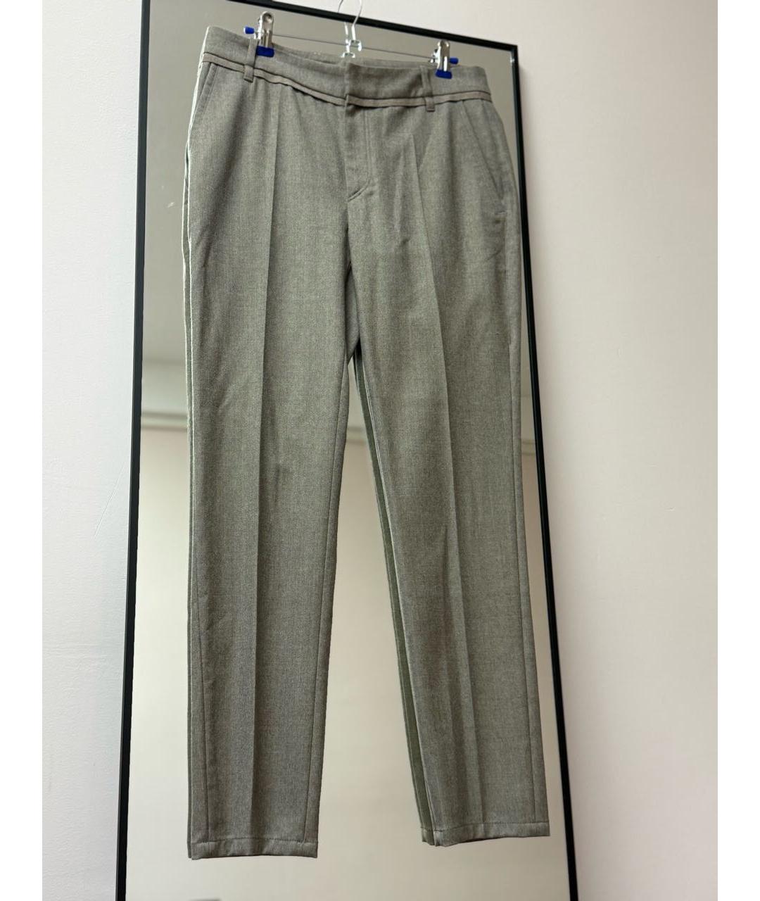 BRUNELLO CUCINELLI Серые шерстяные прямые брюки, фото 8