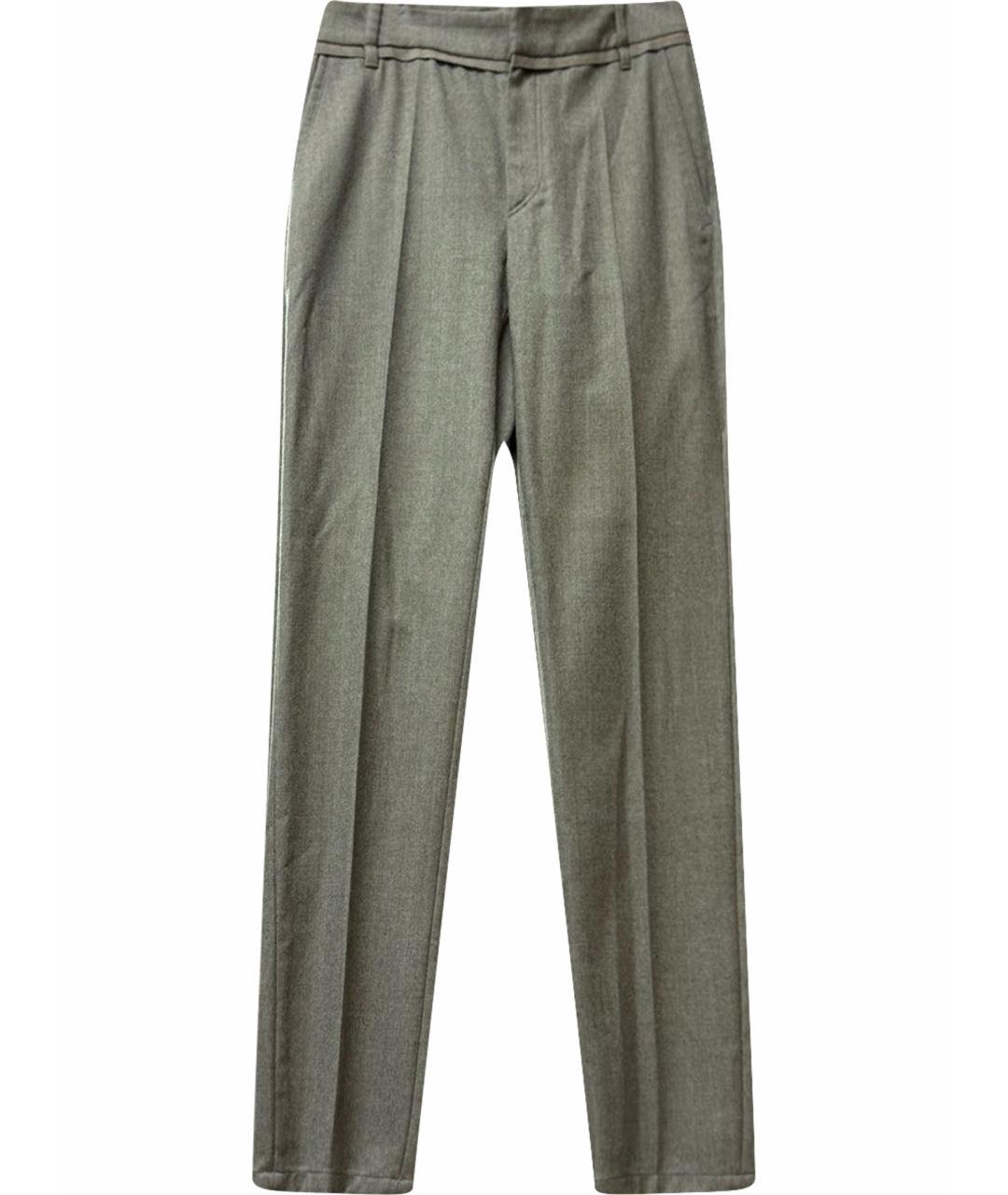 BRUNELLO CUCINELLI Серые шерстяные прямые брюки, фото 1