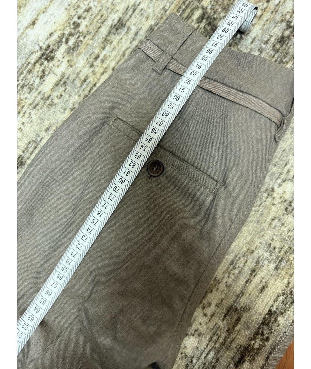 BRUNELLO CUCINELLI Серые шерстяные прямые брюки, фото 5
