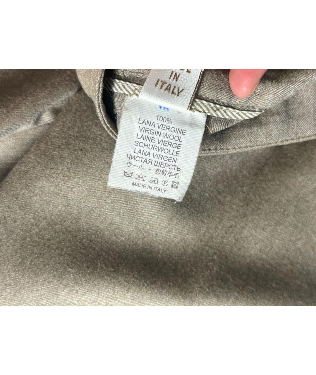 BRUNELLO CUCINELLI Серые шерстяные прямые брюки, фото 7