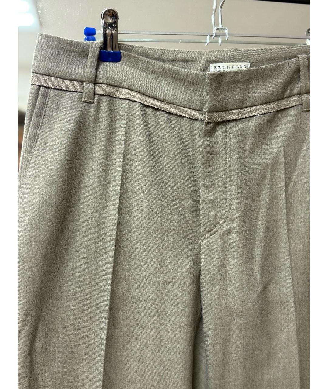 BRUNELLO CUCINELLI Серые шерстяные прямые брюки, фото 2