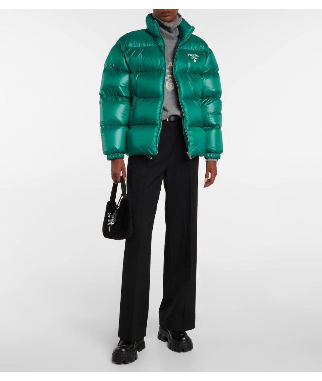 PRADA Бирюзовый полиамидовый пуховик, фото 2