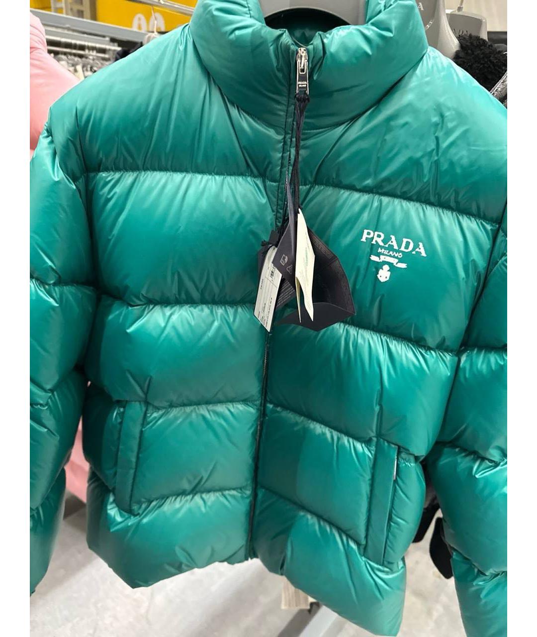 PRADA Бирюзовый полиамидовый пуховик, фото 3