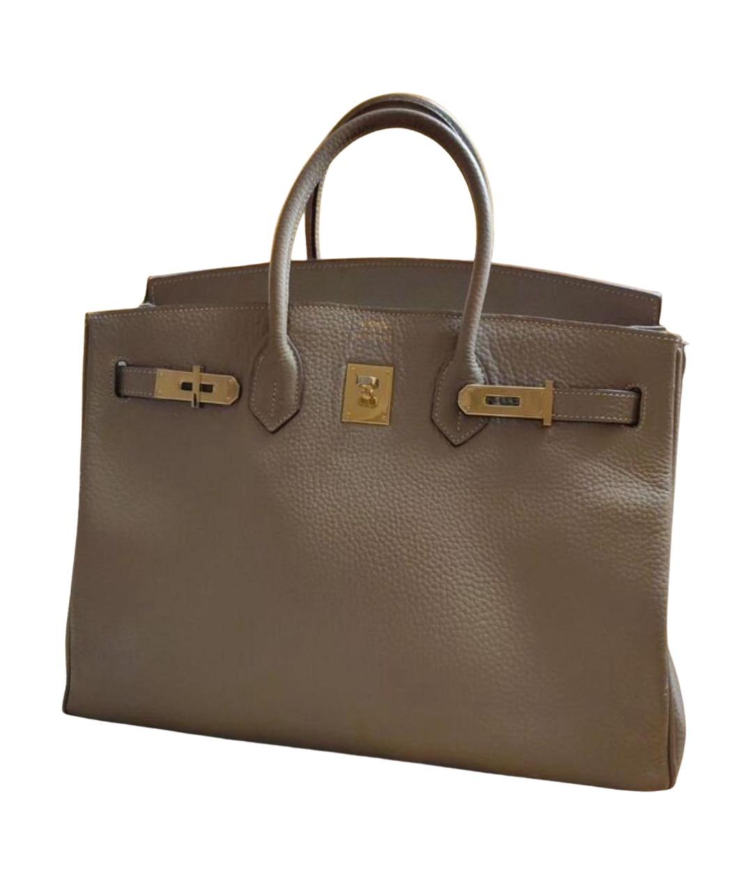 HERMES Серая кожаная сумка тоут, фото 1
