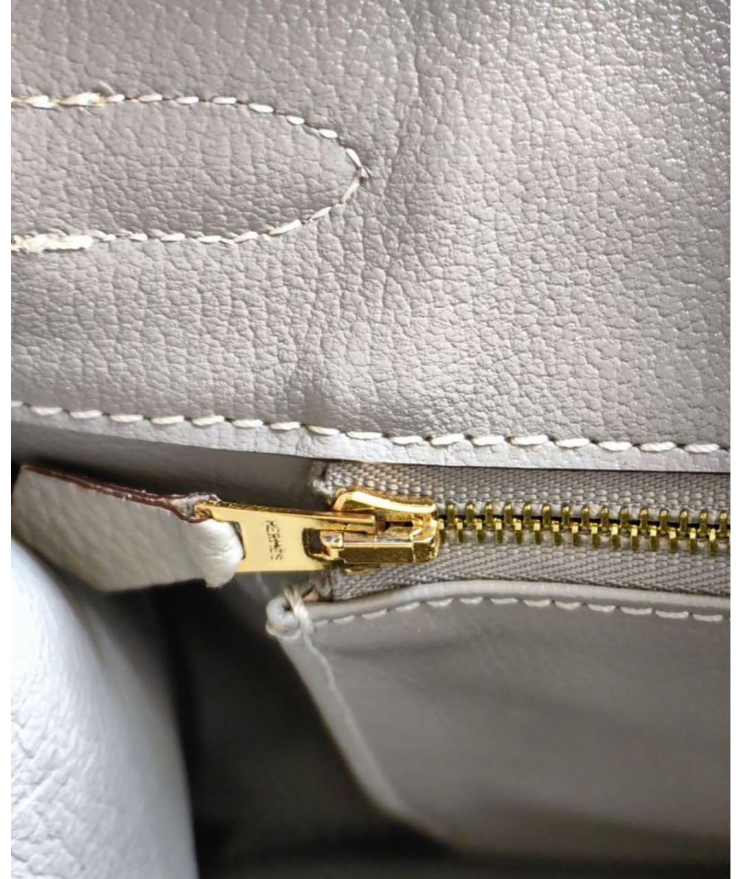 HERMES Серая кожаная сумка тоут, фото 3