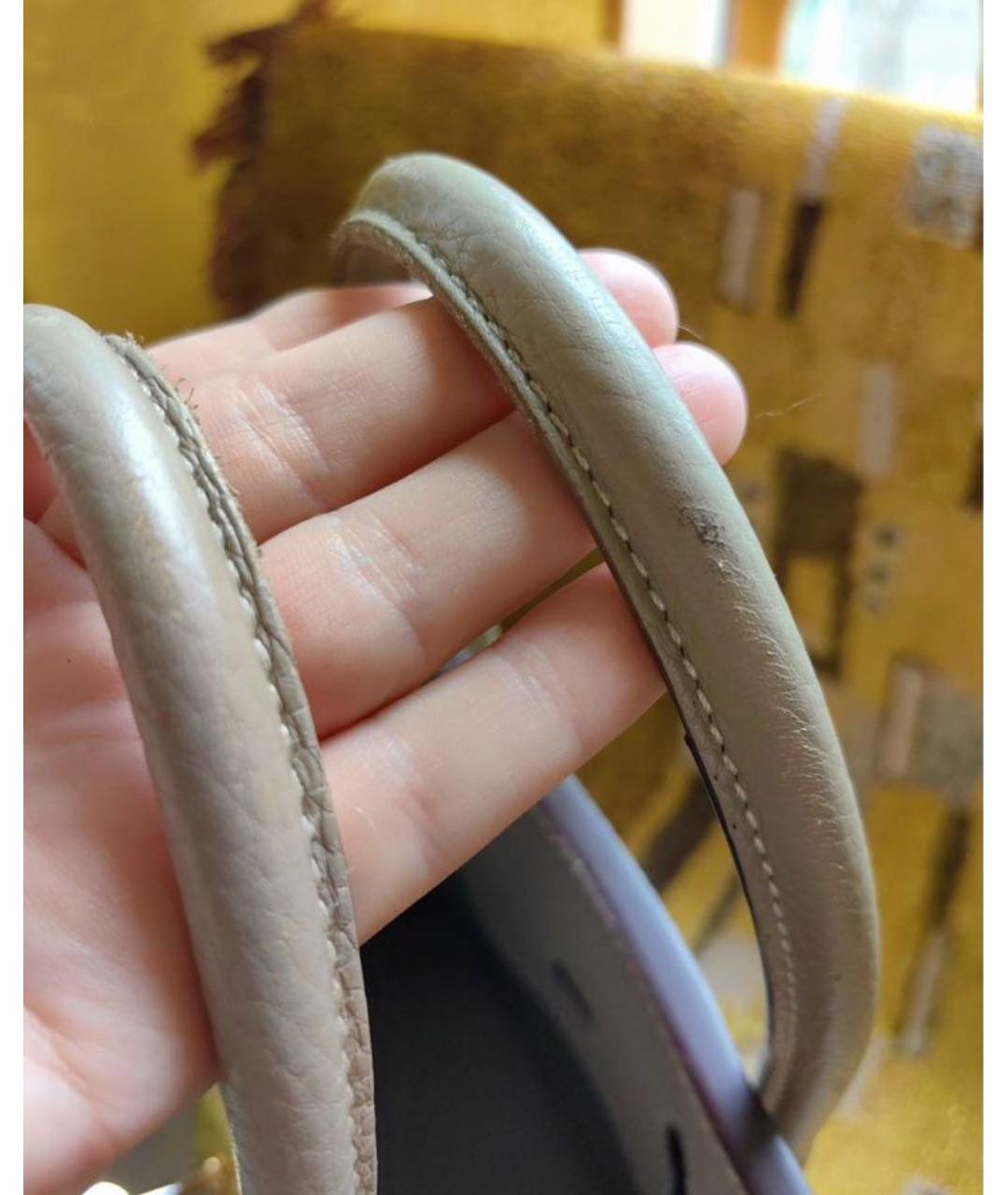 HERMES Серая кожаная сумка тоут, фото 5