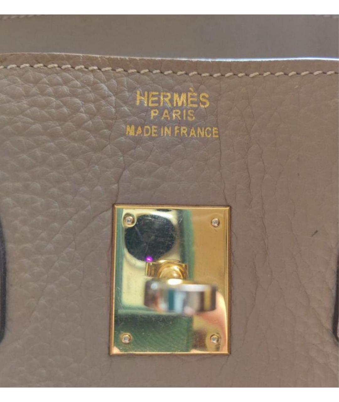 HERMES Серая кожаная сумка тоут, фото 7