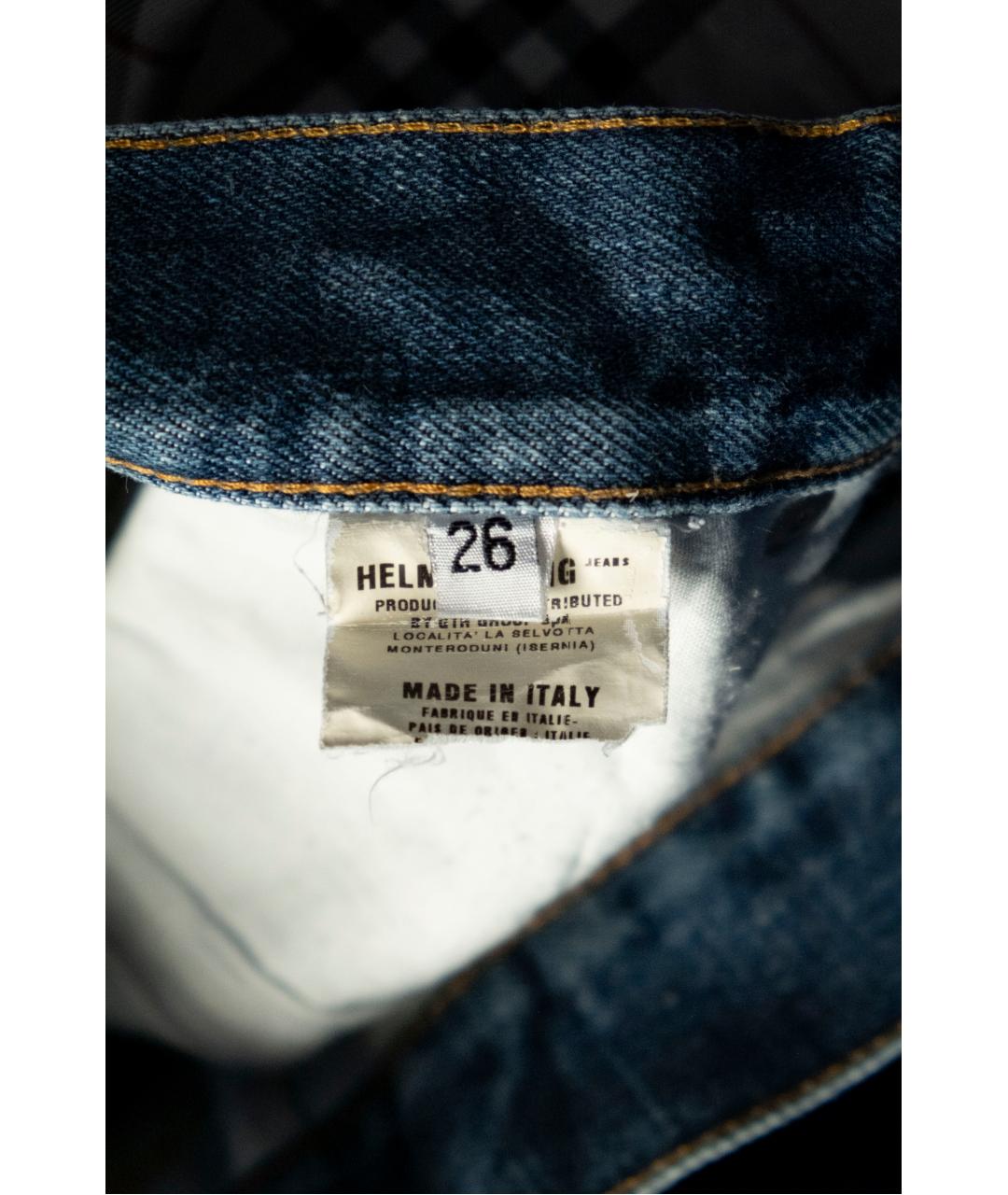 HELMUT LANG Голубые хлопковые прямые джинсы, фото 5