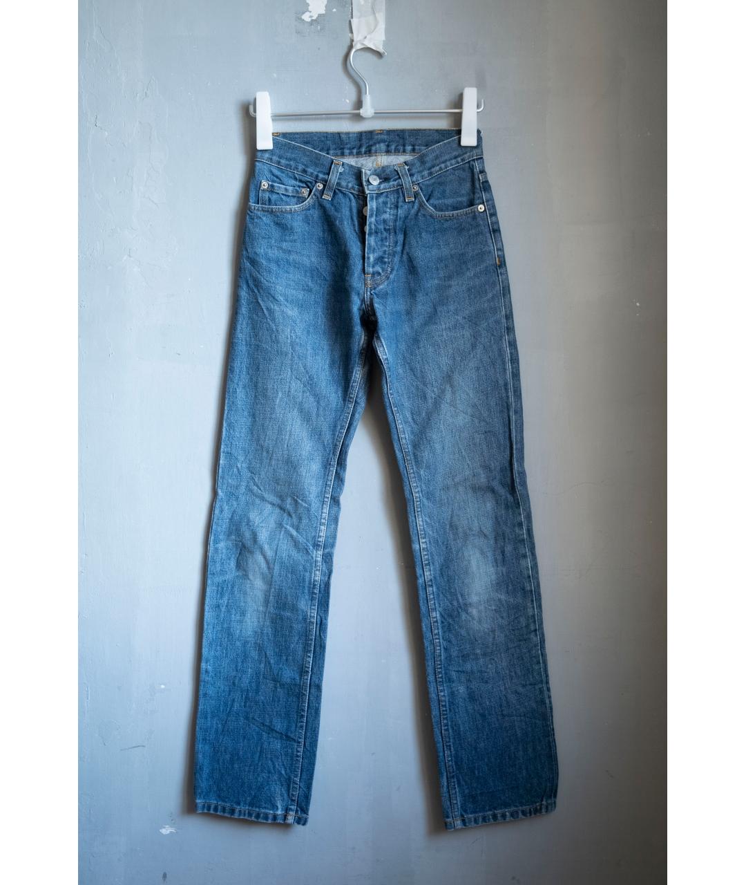 HELMUT LANG Голубые хлопковые прямые джинсы, фото 6