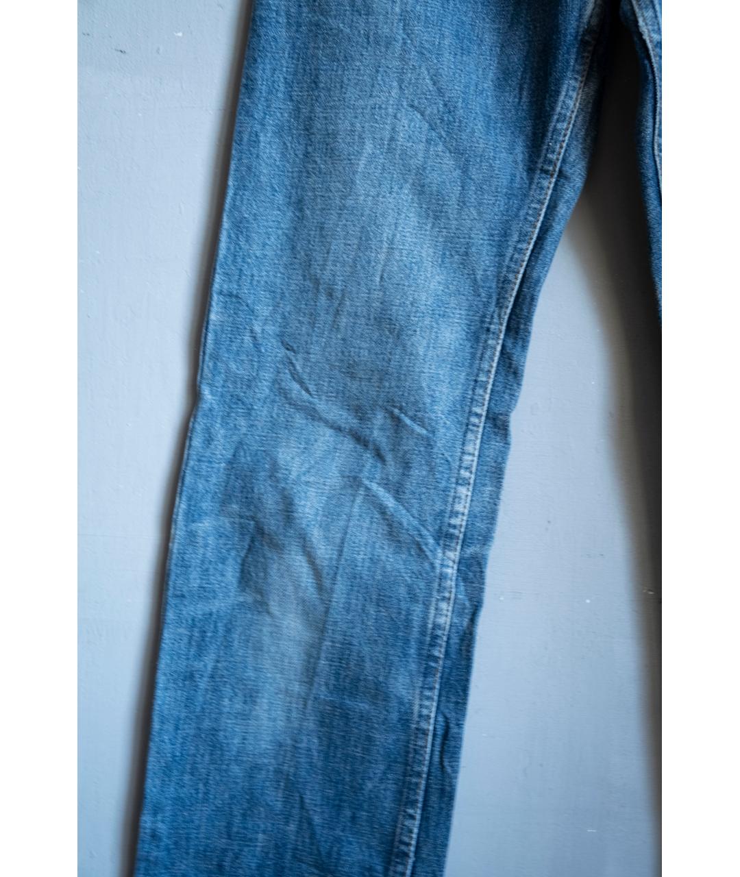 HELMUT LANG Голубые хлопковые прямые джинсы, фото 3