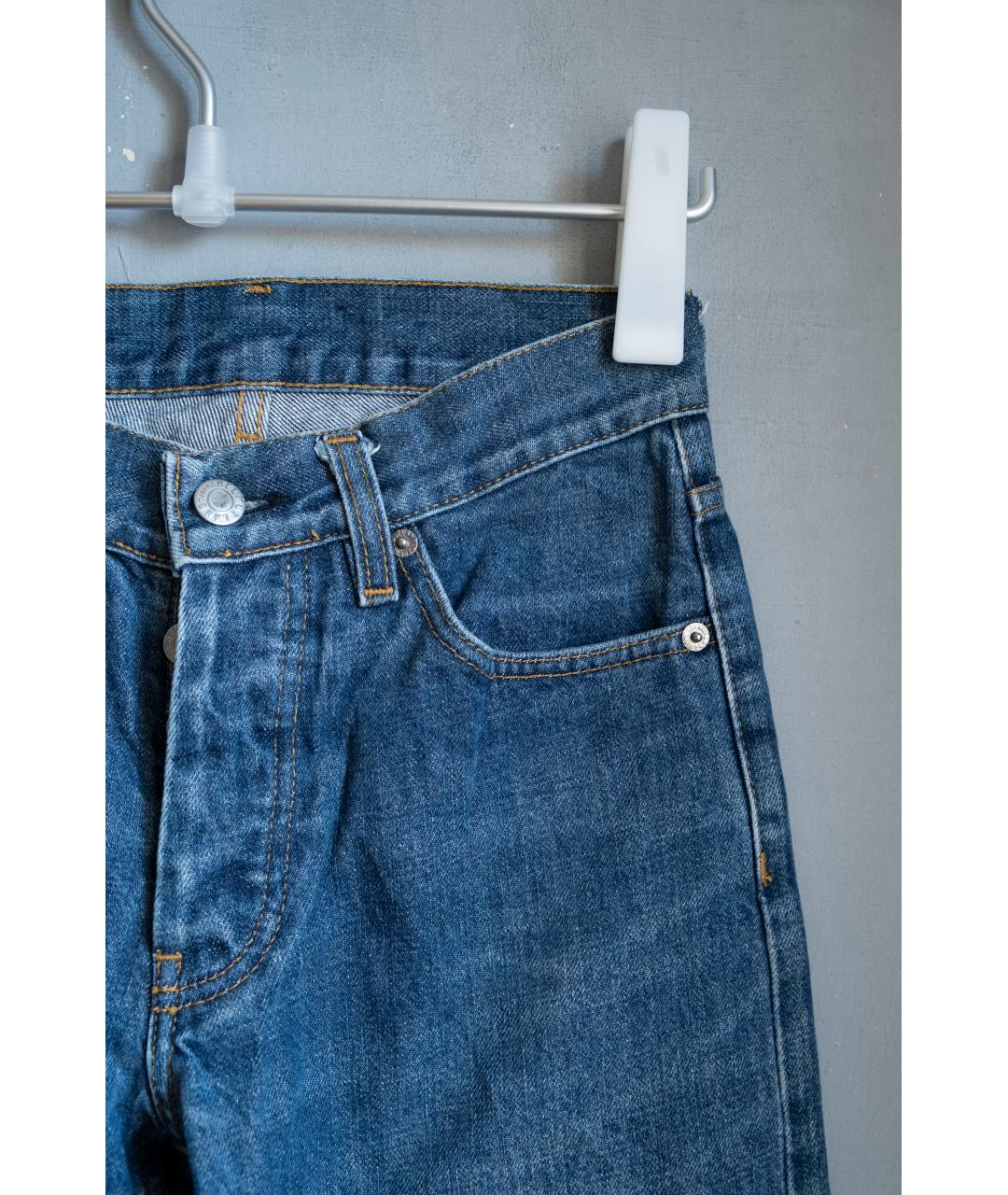 HELMUT LANG Голубые хлопковые прямые джинсы, фото 2