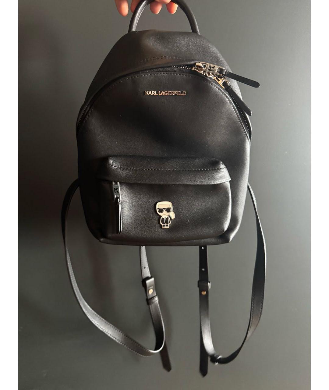 KARL LAGERFELD Черный кожаный рюкзак, фото 5