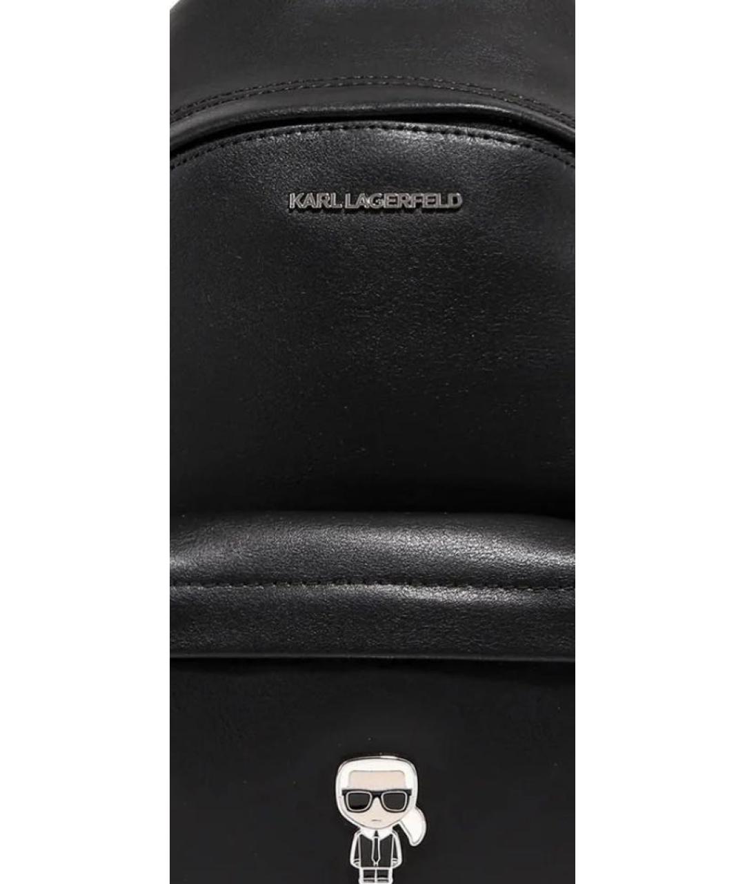 KARL LAGERFELD Черный кожаный рюкзак, фото 4