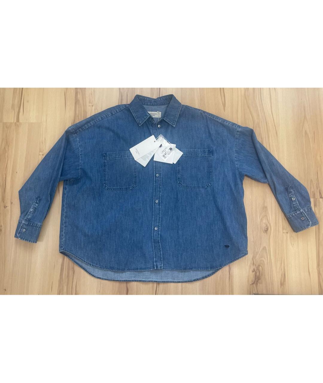 WEEKEND MAX MARA Темно-синяя хлопковая рубашка, фото 4