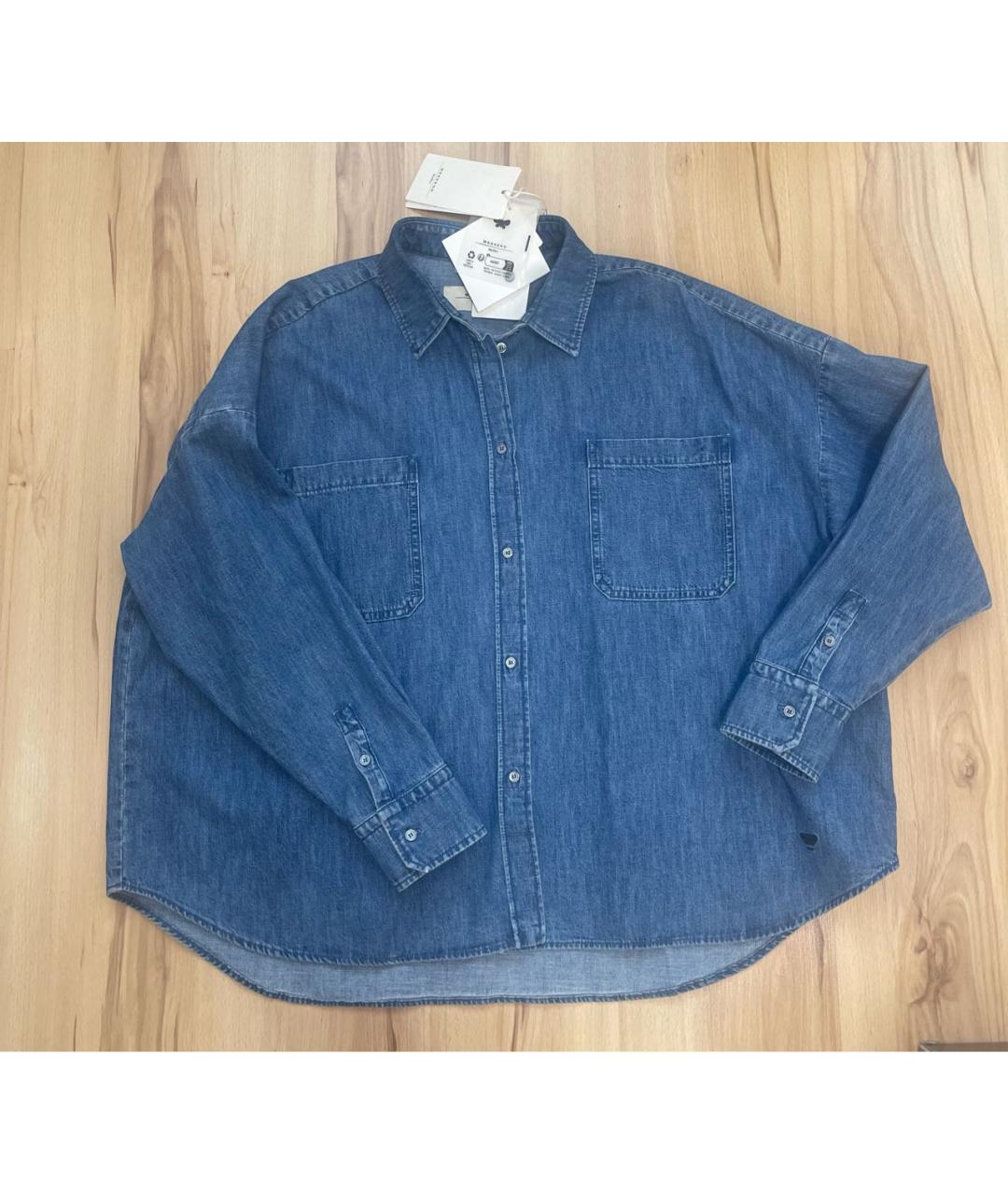 WEEKEND MAX MARA Темно-синяя хлопковая рубашка, фото 5