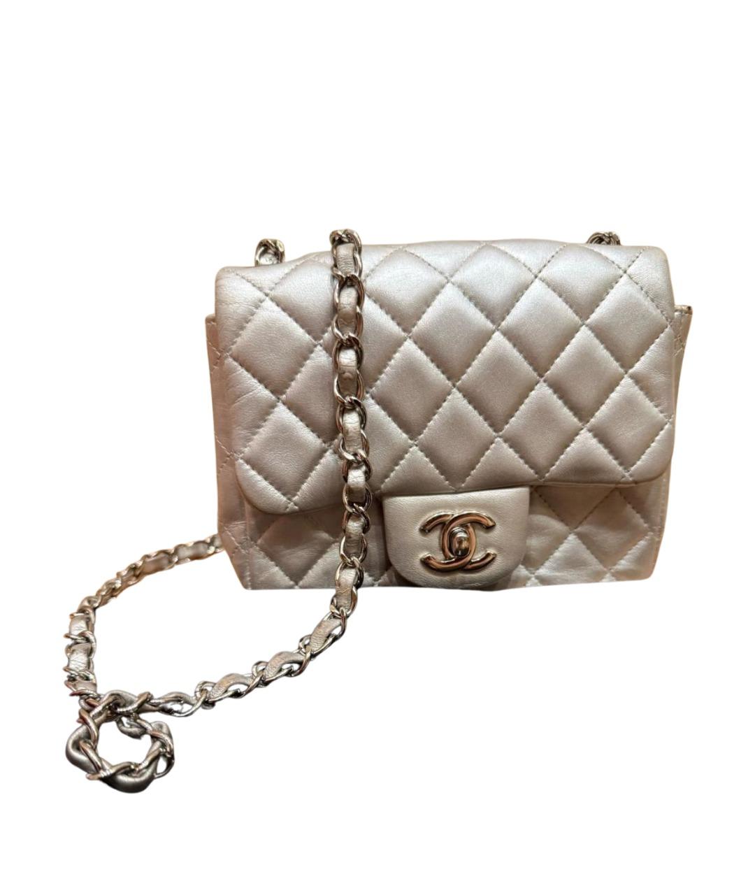 CHANEL Серебряная кожаная сумка через плечо, фото 1