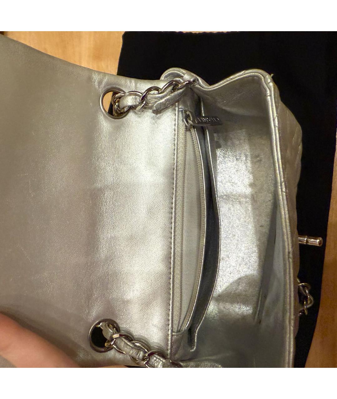 CHANEL Серебряная кожаная сумка через плечо, фото 4