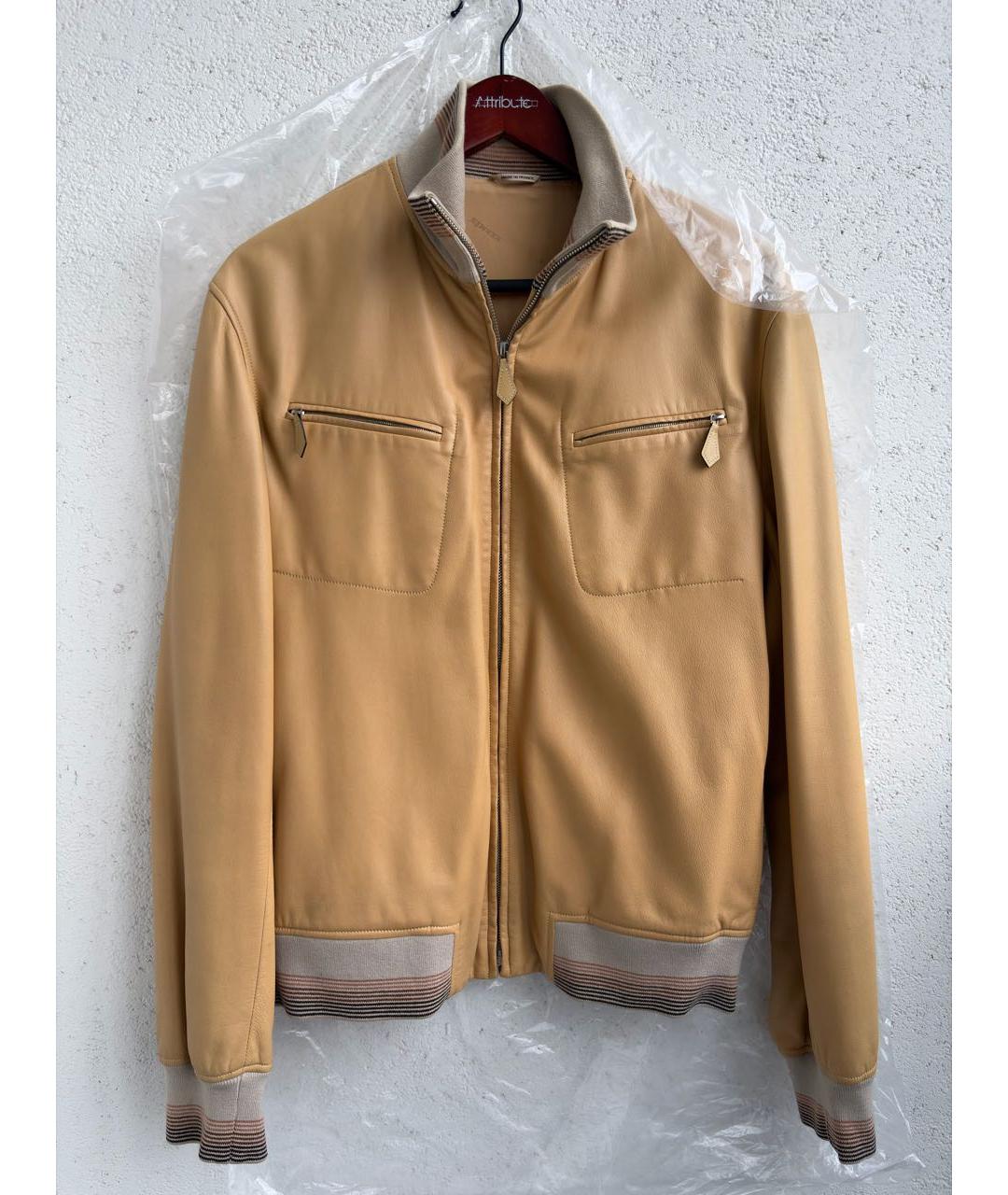 HERMES Желтая кожаная куртка, фото 9