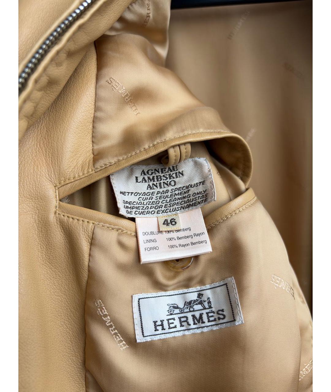 HERMES Желтая кожаная куртка, фото 8