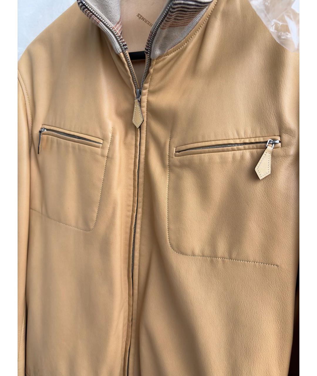 HERMES Желтая кожаная куртка, фото 5