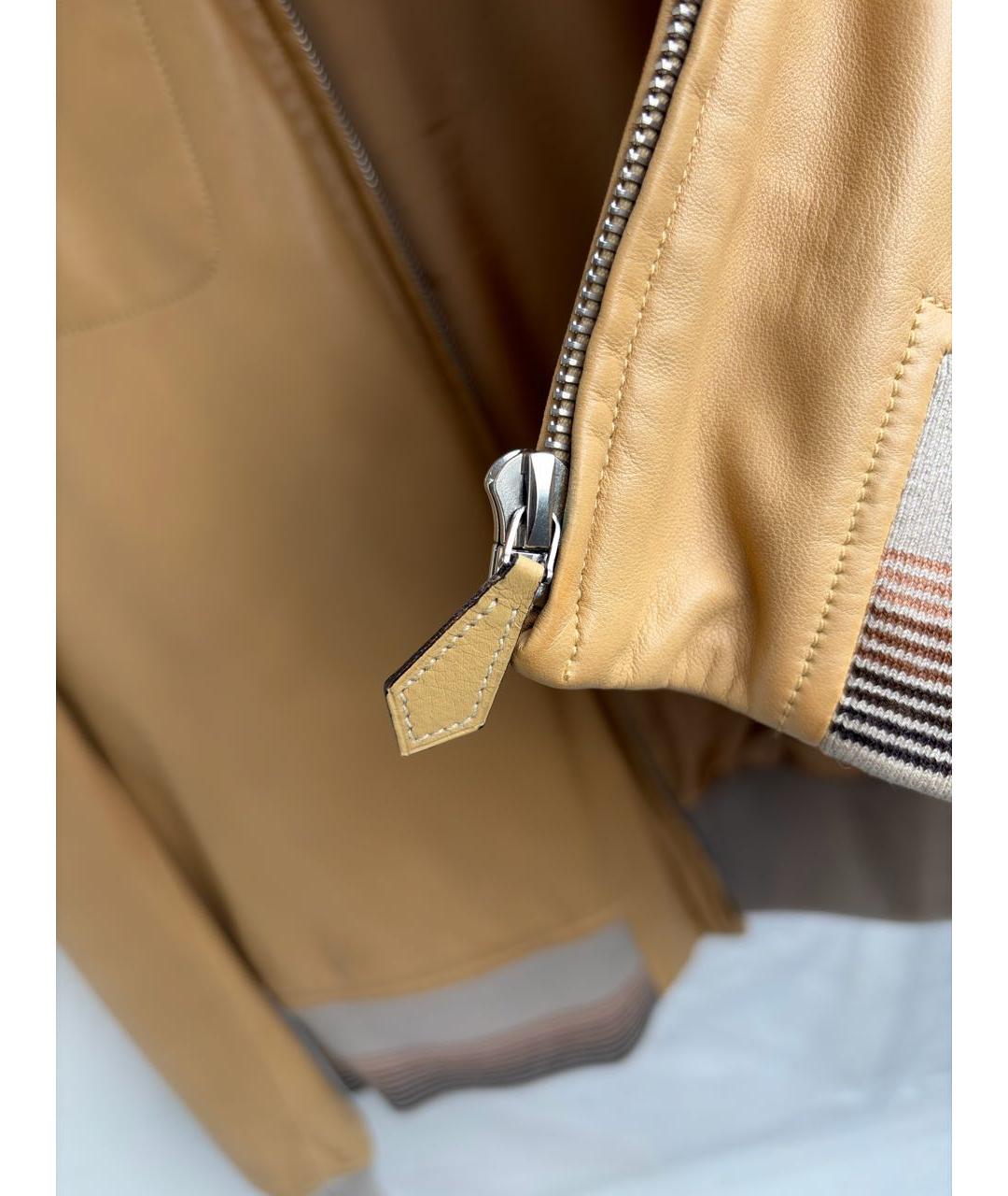 HERMES Желтая кожаная куртка, фото 4