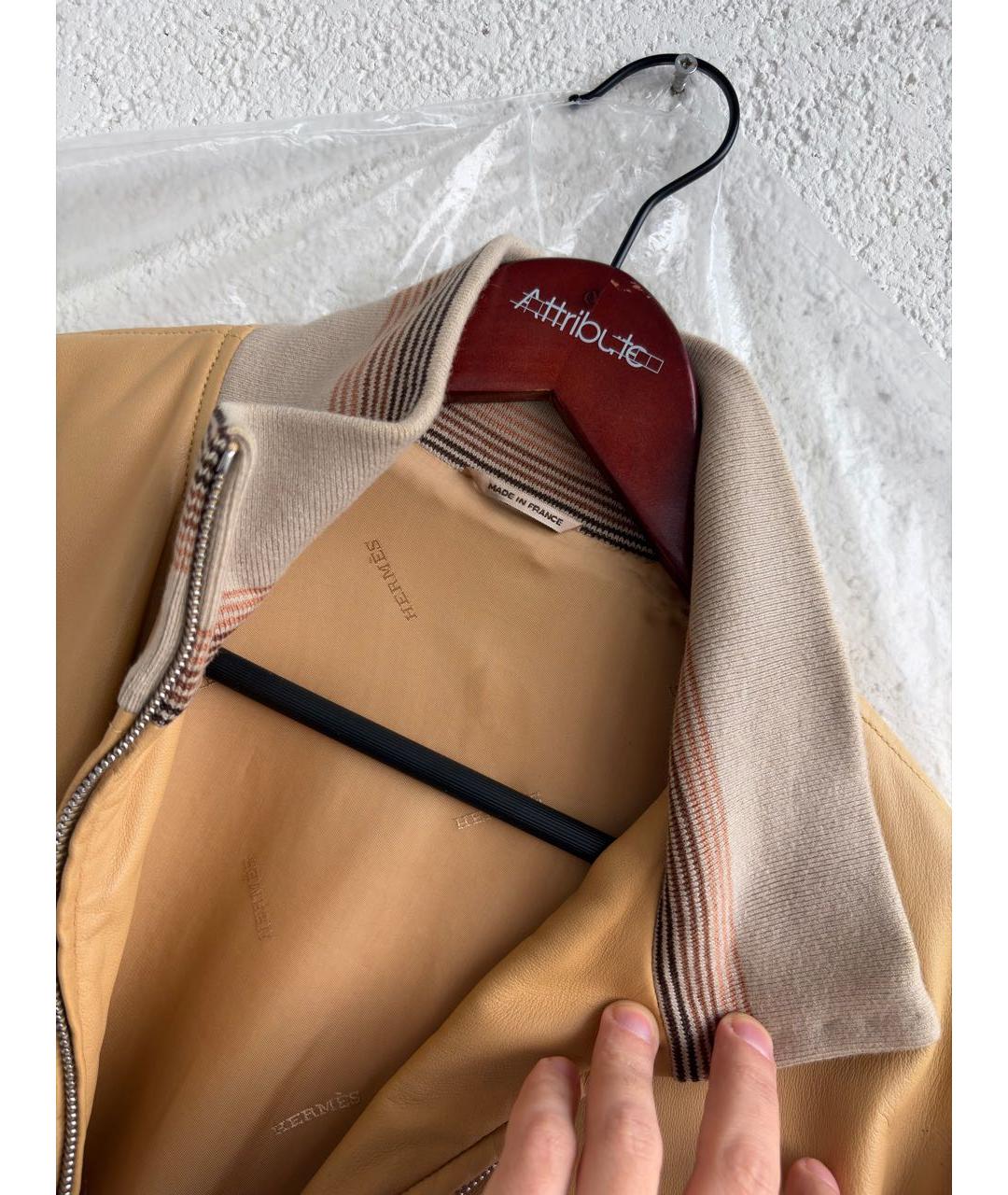 HERMES Желтая кожаная куртка, фото 7