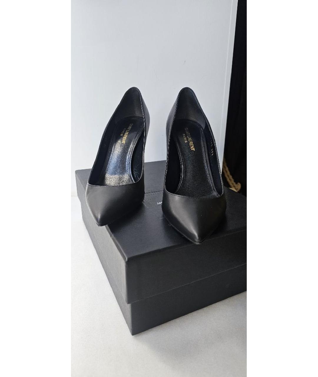 SAINT LAURENT Черные кожаные туфли, фото 2