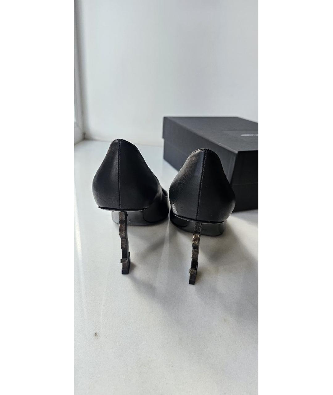 SAINT LAURENT Черные кожаные туфли, фото 4