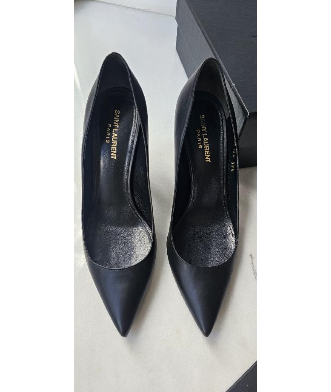 SAINT LAURENT Черные кожаные туфли, фото 3