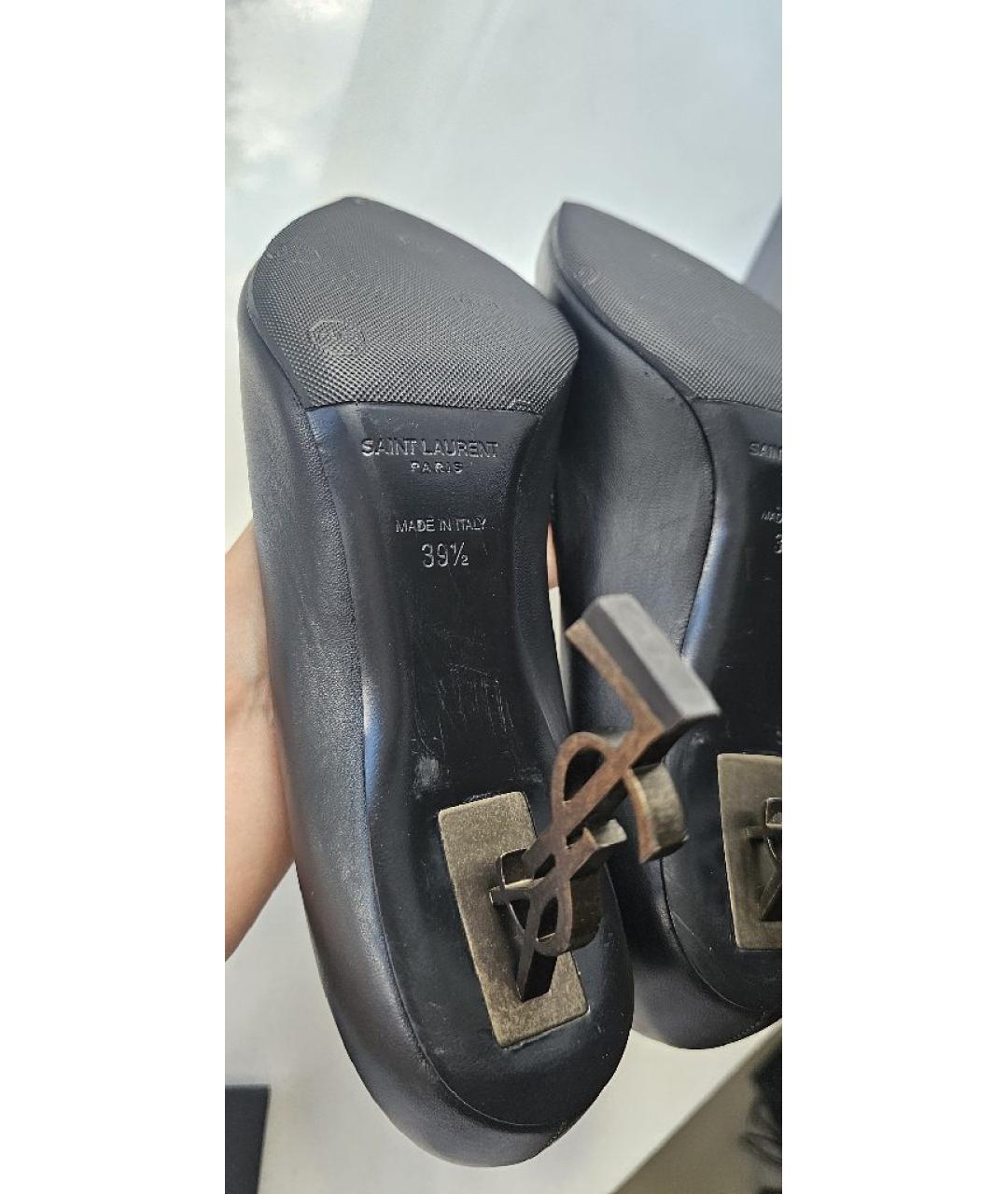SAINT LAURENT Черные кожаные туфли, фото 6