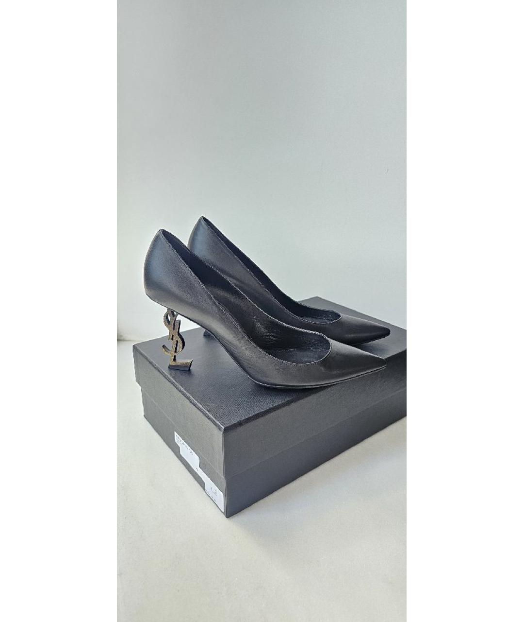 SAINT LAURENT Черные кожаные туфли, фото 10