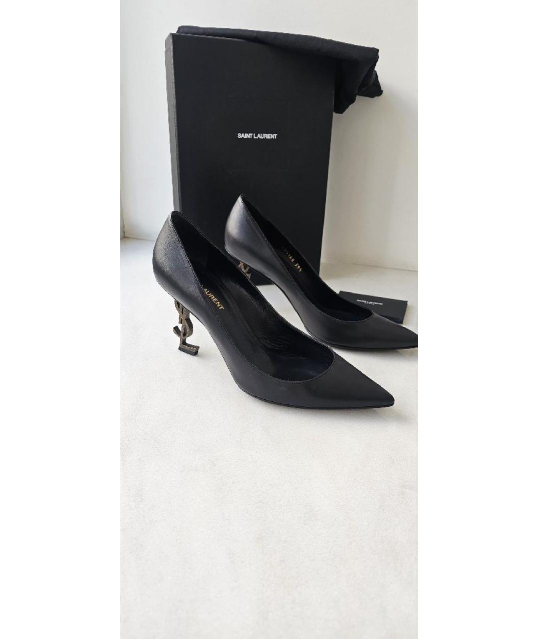 SAINT LAURENT Черные кожаные туфли, фото 8