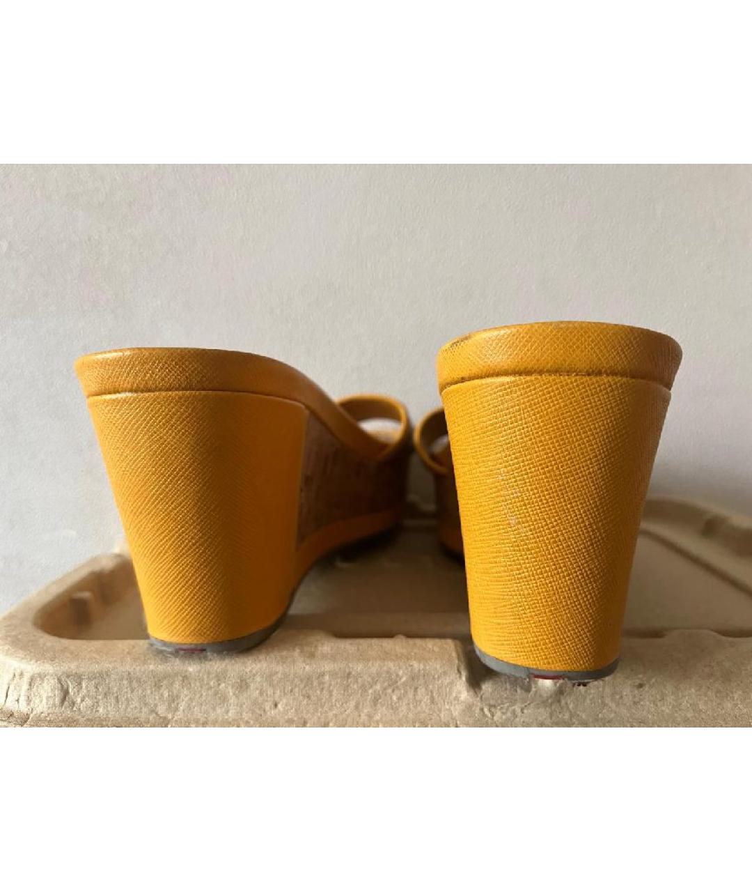 PRADA Желтые сабо, фото 4