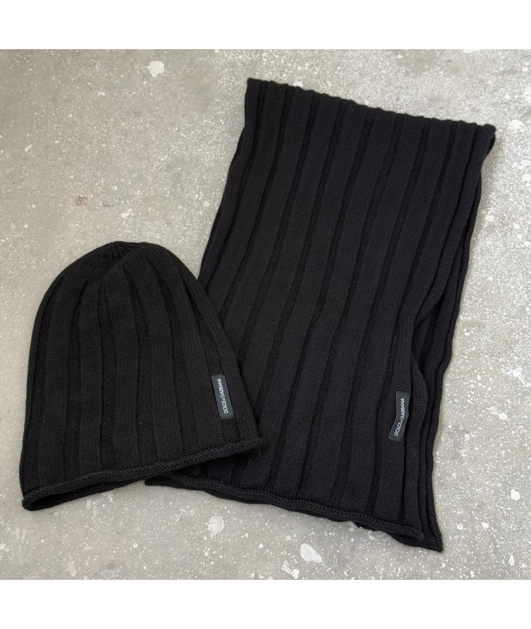 DOLCE&GABBANA Черный кашемировый шарф, фото 5