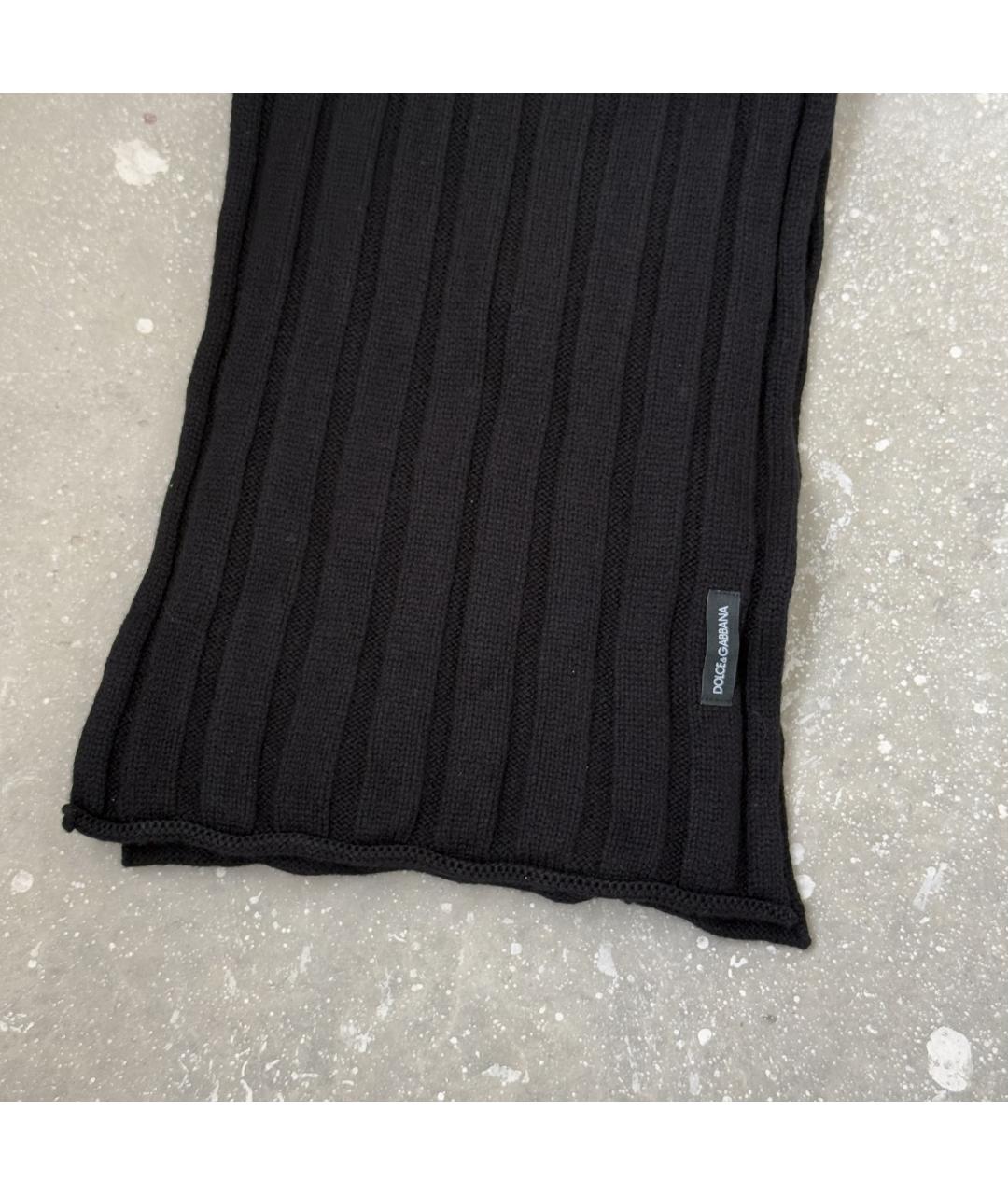 DOLCE&GABBANA Черный кашемировый шарф, фото 2