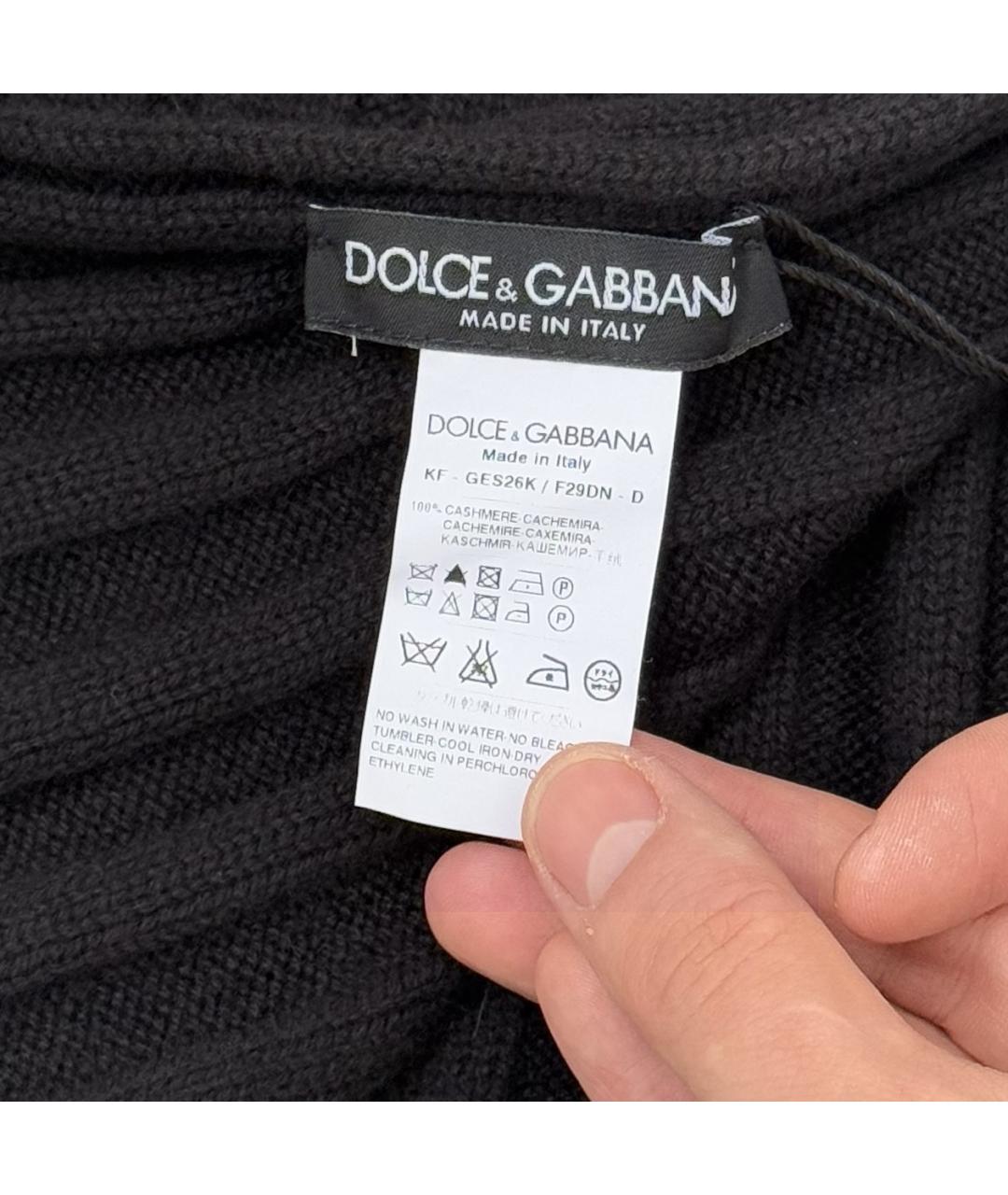 DOLCE&GABBANA Черный кашемировый шарф, фото 4